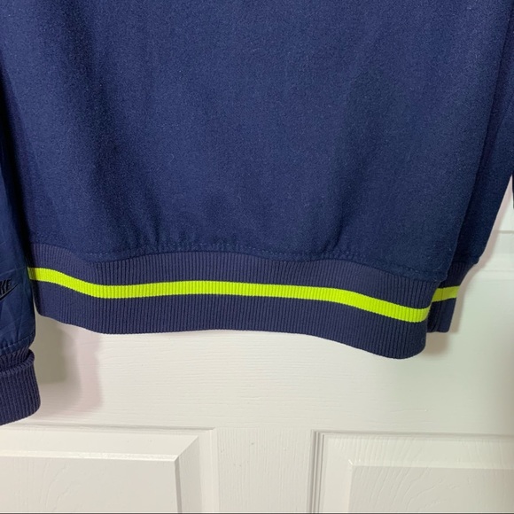 Vintage Nike Varsity Wool Bomber Jacket in Navy with Neon Stripe Women’s M Tall - Picture 6 of 11